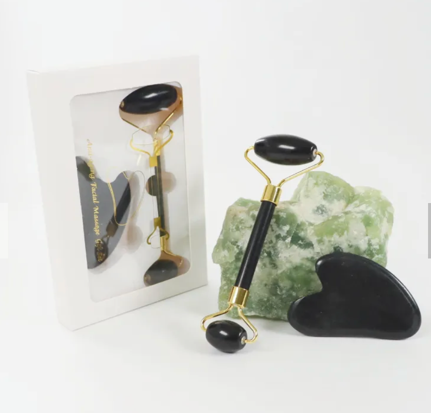 Jade Roller with Guasha Set